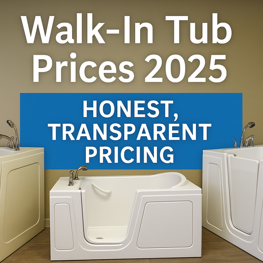 Walk in tub pricing comparison graphic showing affordable and transparent cost options